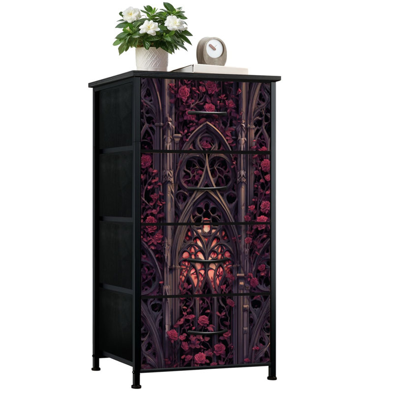 Commode 4 tiroirs à rangement vertical épinette Baroque