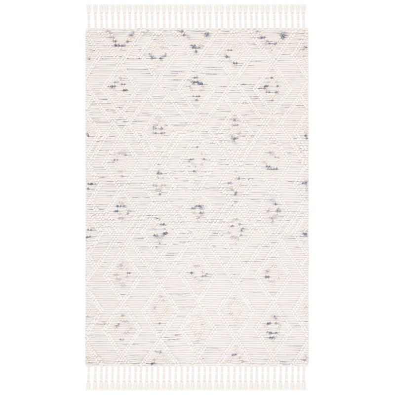 Tapis gris / ivoire en laine, en jute et en coton tissé à la main Hindelang, Rectangle 6 pi x 9 pi
