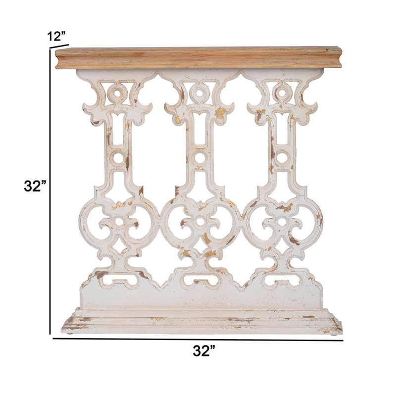Vintage Whitewash and Warm Wood Rectangular Console Table