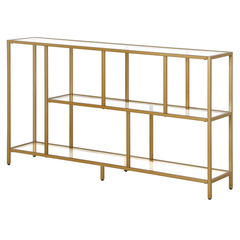 Winthrop Glass Top Console Table, Brass