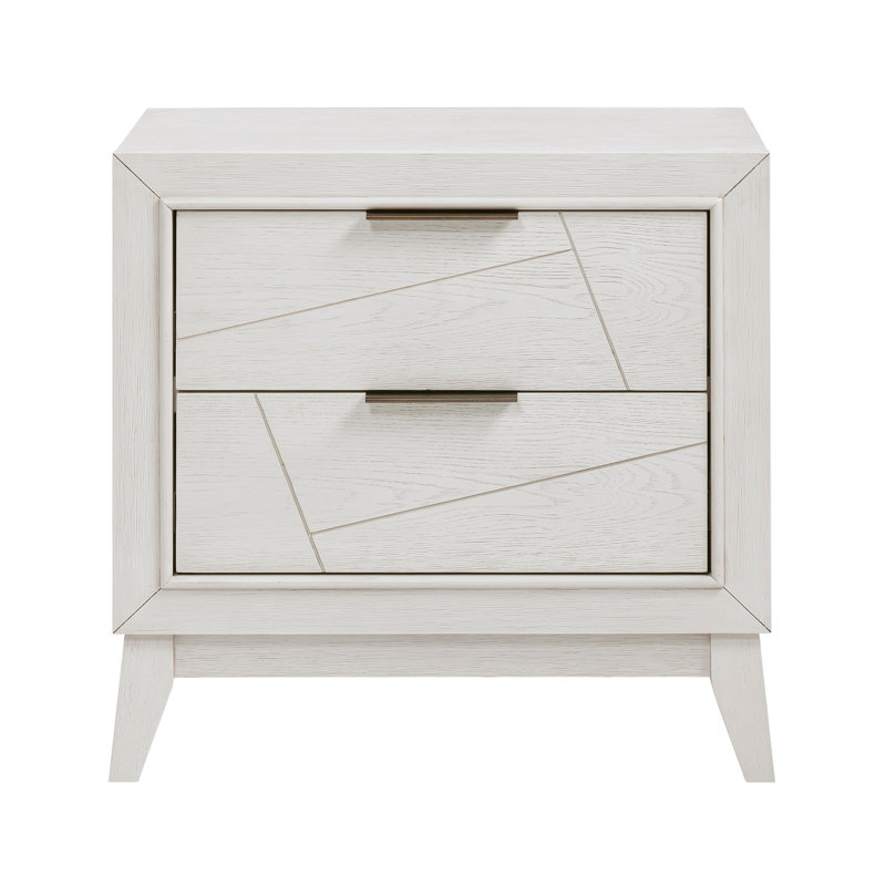 Table de chevet à finition blanche antique avec tiroirs, meubles de chambre à coucher modernes, 1 pièce (table de chevet seulement)