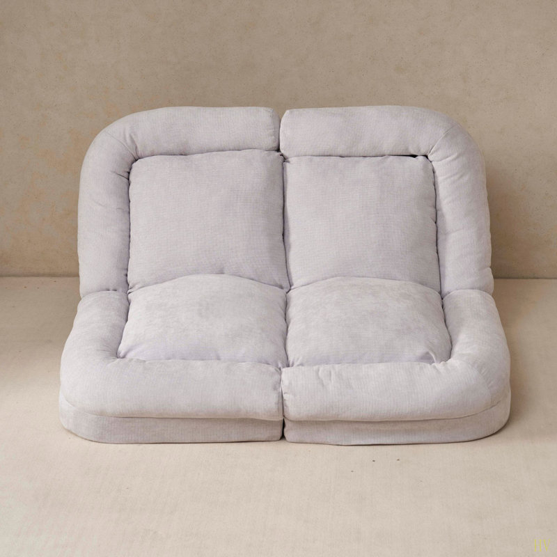 Convertible Fold-Out Double Sofa Bed, White