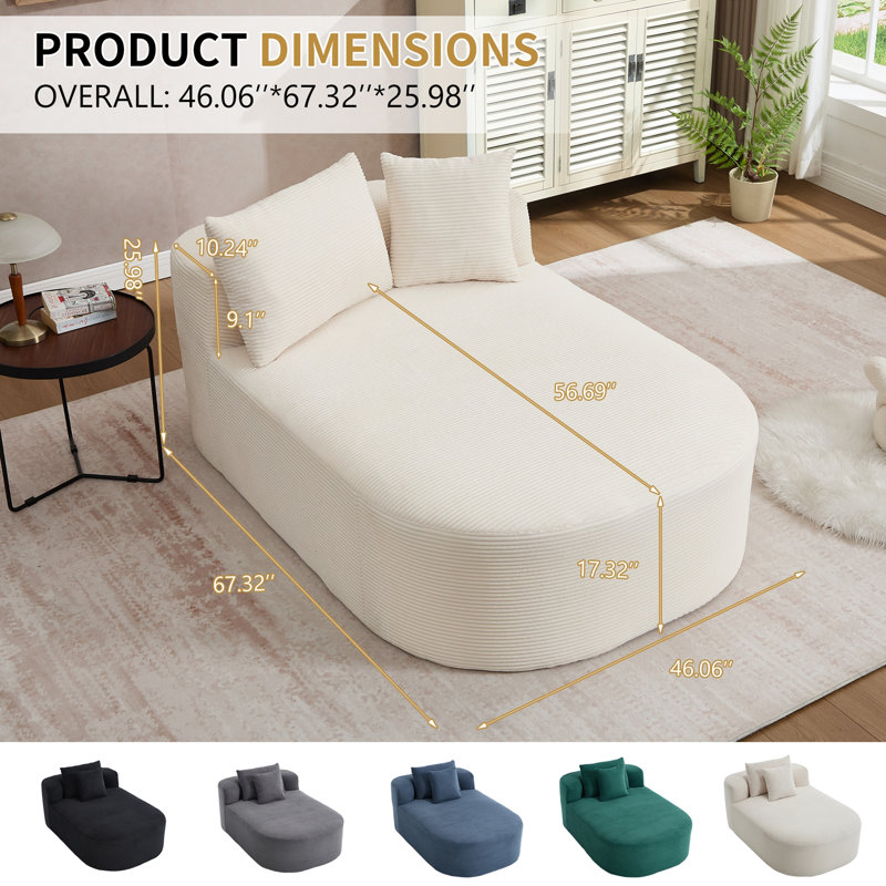 Méridienne 67,5 po, Beige