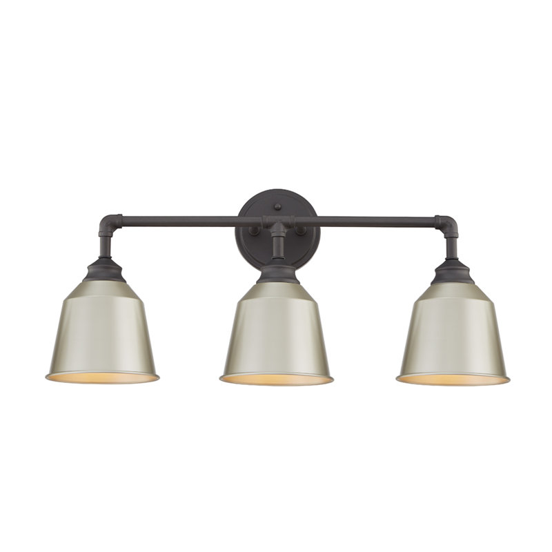 Éclairage pour salle de bain 3 lumières Colquitt, Gris brûlé, Argent peint