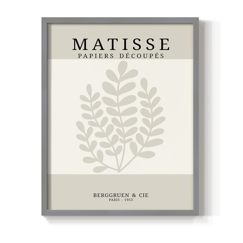 Matisse CDXVI, reproduction d'art encadrée - bois massif, H 21 po x l 17 po, Gris