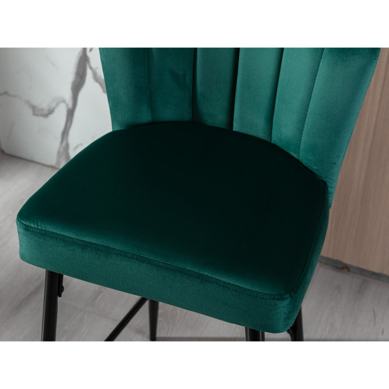 Catharina Upholstered Counter Stool with Metal Frame, Green