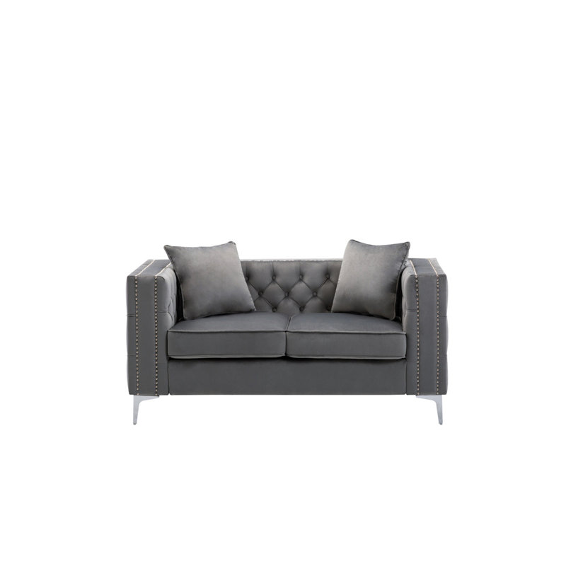 Causeuse en velours gris Lorreto