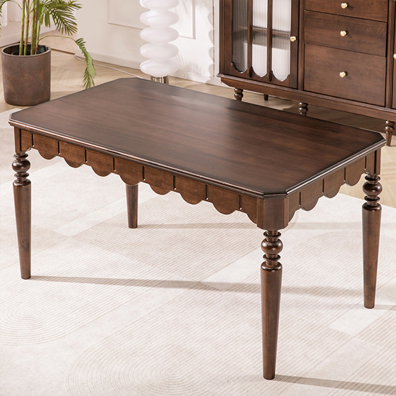 Modern Nut-Brown Rectangular Solid Wood Dining Table, 29.53"H x 51.18"L x 31.5"W