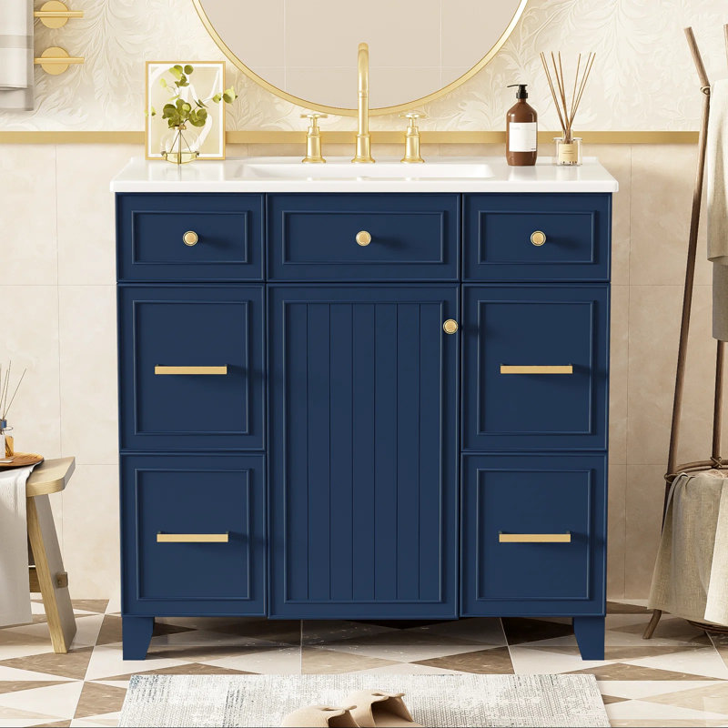 36" Single Bathroom Vanity Set, Blue