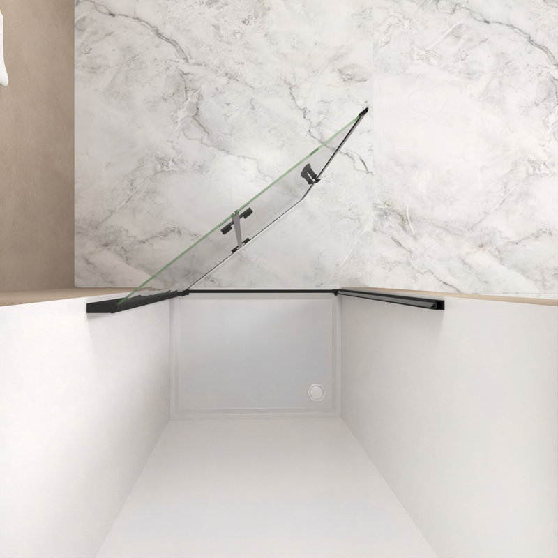 35-34 "X 72" Shower Door, 1/4"(6Mm) Tempered Glass Aluminum Frame, Explosion Proof Film, Matte Black