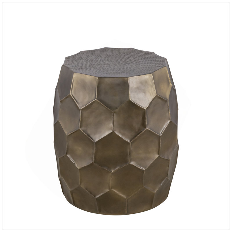 Table de bout en aluminium exquise avec base à motifs brillants pour une utilisation polyvalente, Doré