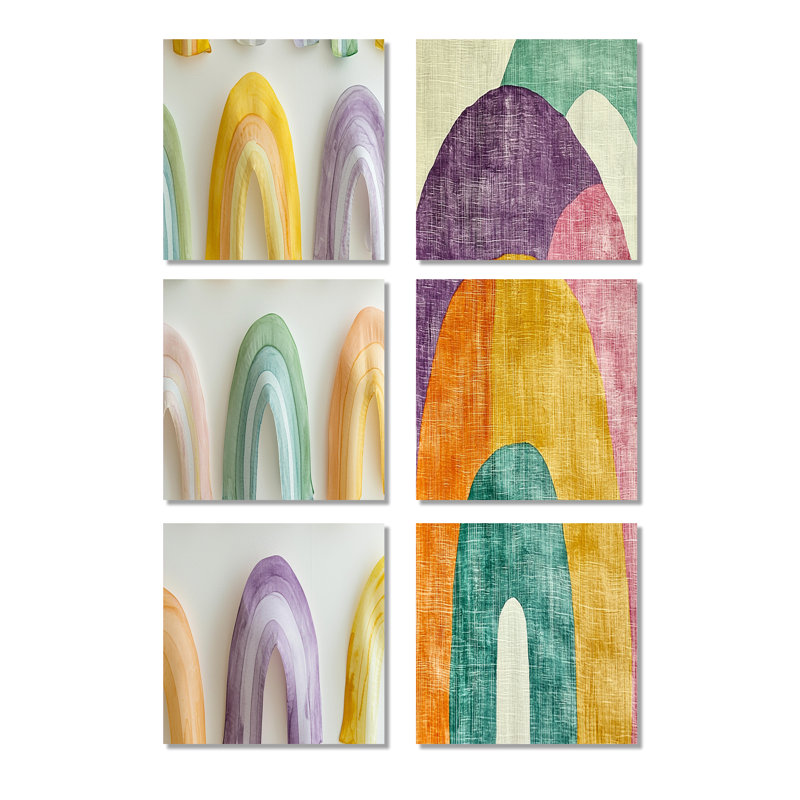 Doux arc-en-ciel - ensemble d'art mural pour chambre de bébé de 6, Toile tendue, Ne s’applique pas