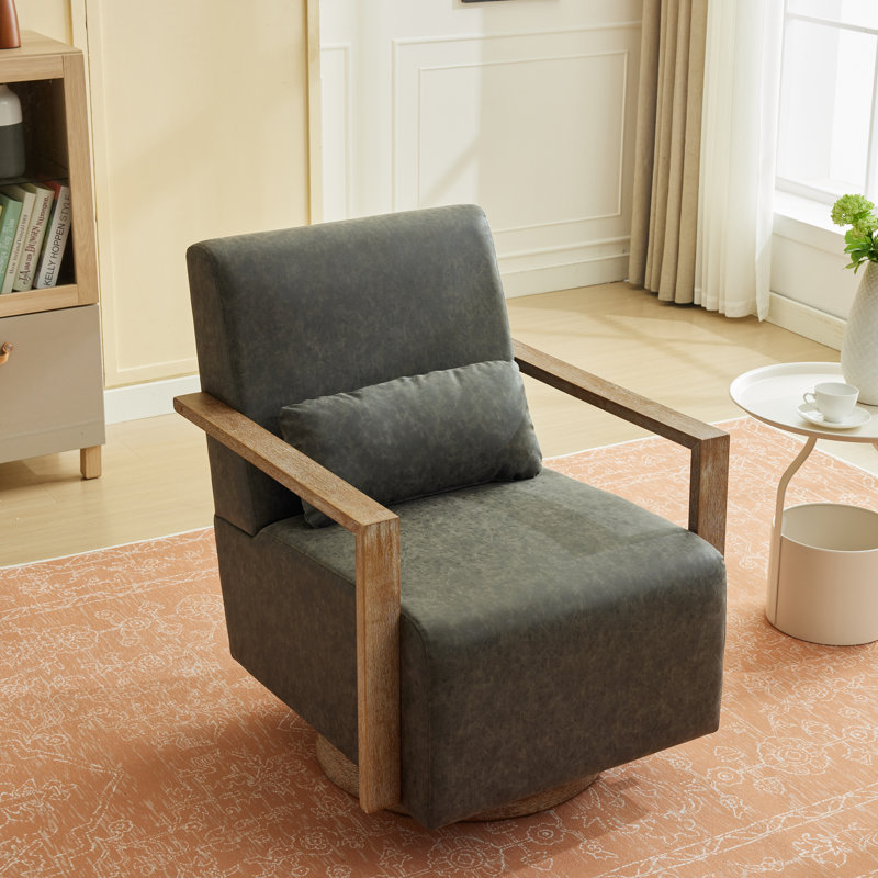 Fauteuil Ahmid, Similicuir gris foncé