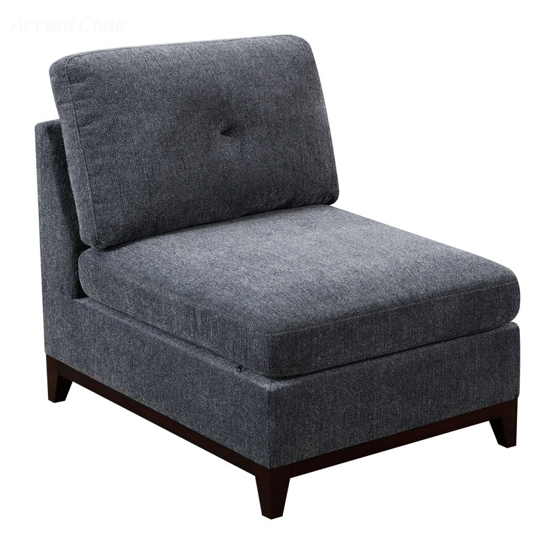 Fauteuil de chambre en chenille touffeté de 37,3 po de large Sebella, Chenille gris délavé
