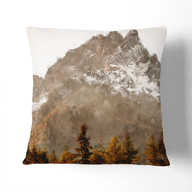 Brown Mountain Cushion with Filling, 40cm H x 40cm W x 15cm D