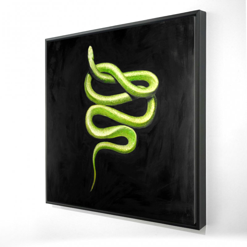 Toile encadrée serpent vert | Art mural contemporain Reptile