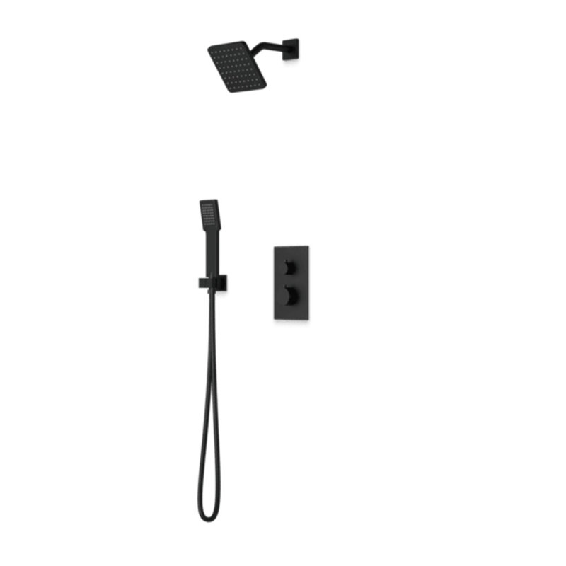 Trova Square Thermostatic Shower Trim Kit With Hand Held Shower Matte Black, Matte Black