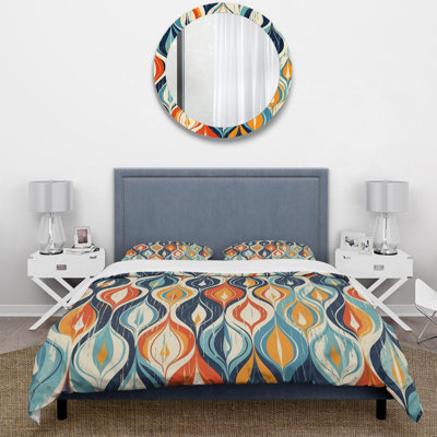Orange And Blue Botanical Symphony III - Abstract Duvet Cover Set