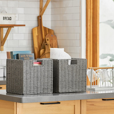 Paniers de rangement 12 "pliables en osier