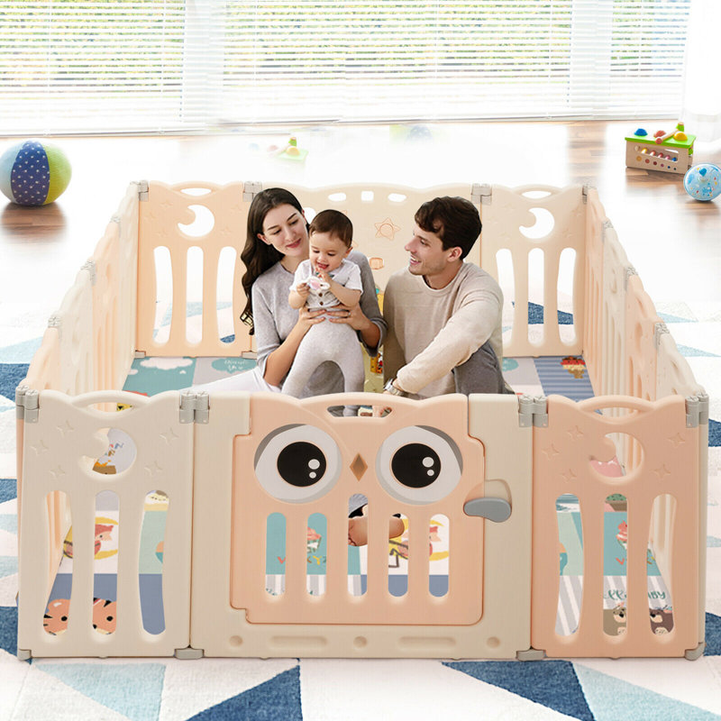 Barrière de sécurité pliable pour 14 enfants, Rose