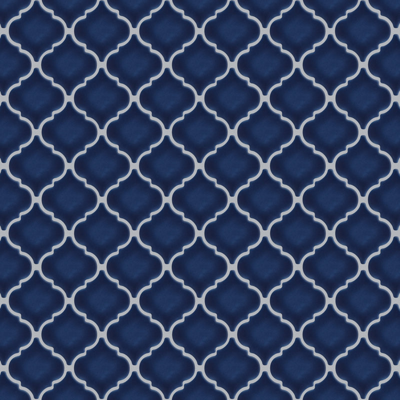 Hudson Tangier 2" x 2" Porcelain Arabesque Mosaic Wall & Floor Tile, Smoky Blue