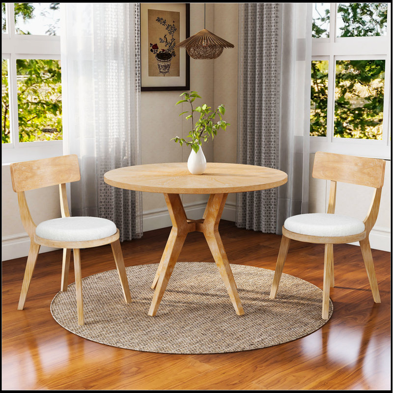 Ensemble de 2 chaises de salle à manger rembourrées modernes, en bois d'hévéa, confortables et durables pour une salle à manger élégante
