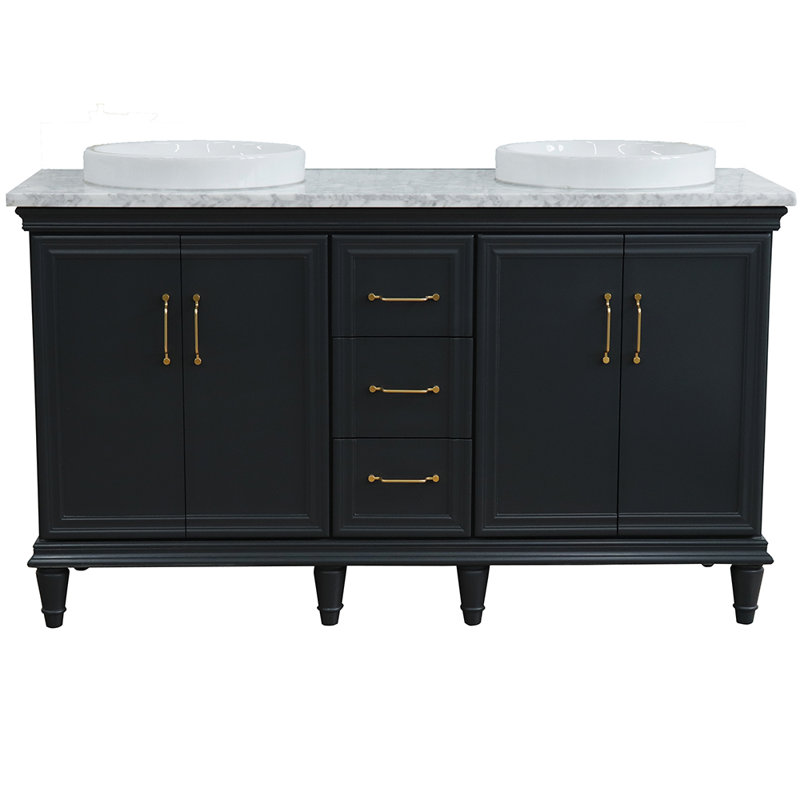 Meuble-lavabo de salle de bain double 61 po breakwater bay Labelle, Blanc, Gris foncé
