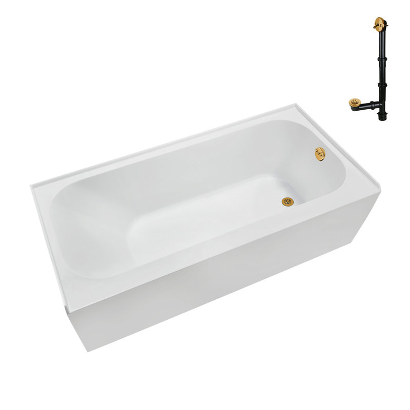 Streamline 60 in. x 30 in. Acrylic Right-Hand Drain Alcove Bathtub With External Drain, Brushed Gold