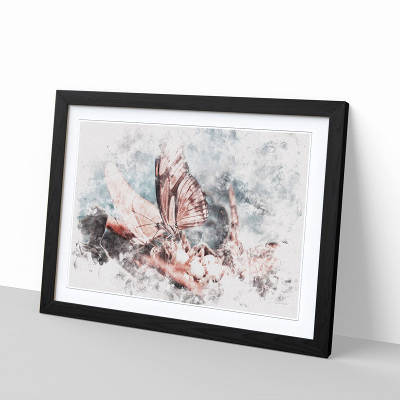 Pink Butterflies - Framed Print, Black Framed, 45cm H x 63cm W x 2cm D