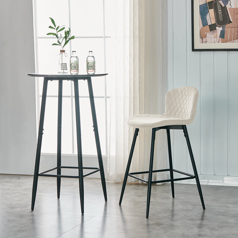 Tabouret de bar moderne en similicuir sans accoudoirs, Beige