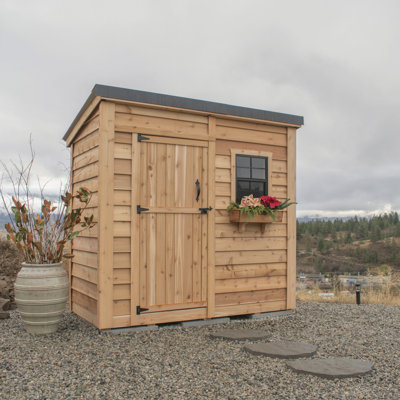 8 ft. W x 4 ft. D Single Door Cedar Wood Storage Shed with Metal Roof
