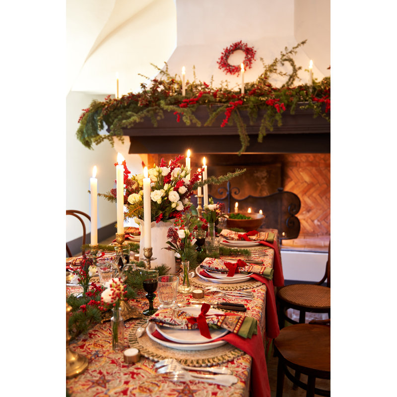 Noel Handmade Floral Tablecloth, 128" x 71"