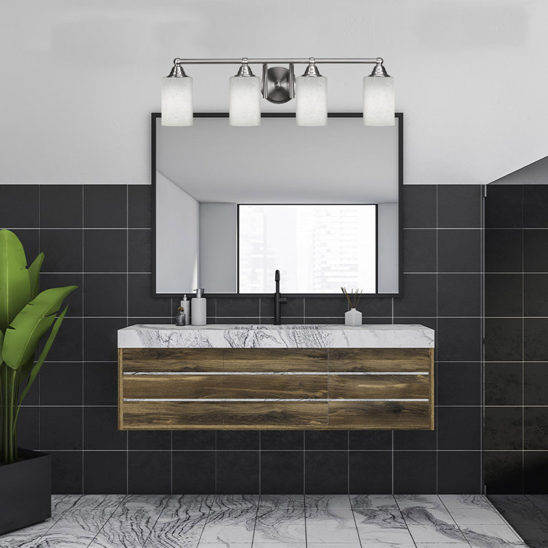 Barre d'éclairage de salle de bain 4 lumières Michell, Nickel brossé