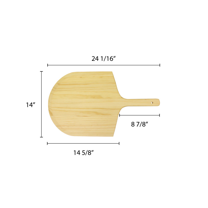 Thunder Group Inc. Wood Pizza Peel, 0.5" H x 14" W x 24" D