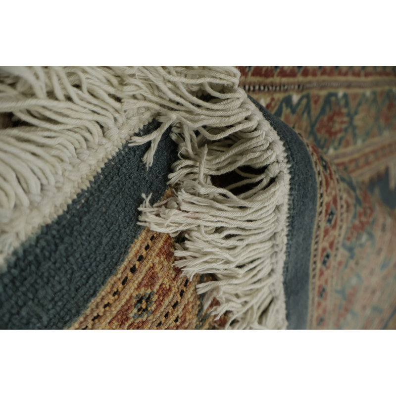 Stylish Blue Diamond Patterned Oriental Runner Rug 3x12