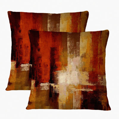 Rust Art Abstract Pillow Covers - Set of 2, Modern Decorative Throw Pillowcase for Living Room Sofa, Square Couch Cushion Cover