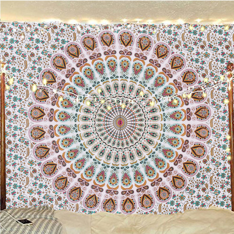 Hand Woven Cotton Tapestry, Blue/Green, 72" H x 54" W