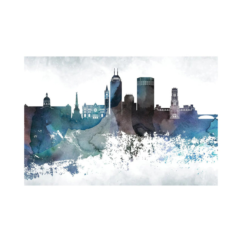 Indianapollis Bluish Skylines - Wrapped Canvas Print, 66.04 cm H x 45.72 cm W