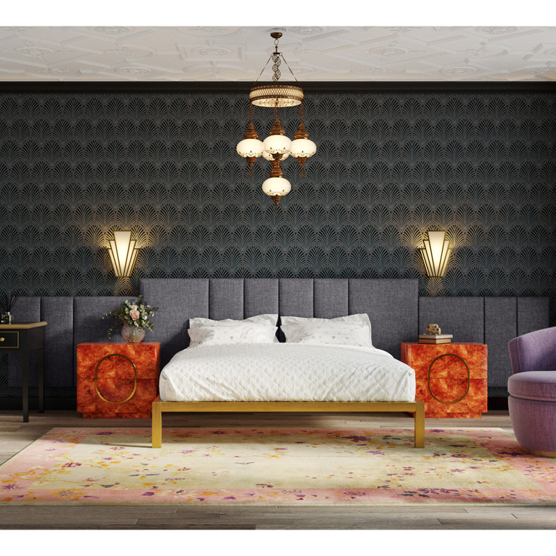 Panelist Modern Padded Headboard - Set of Wall Mounted Panels, Charcoal Microvelvet, King (22.5"H x 38"W, Set of 2)