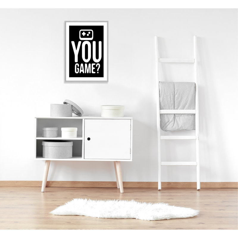 «You Game inversée», art encadré, H 35,5 po x l 25,5 po x P 1,19 po, Encadré de boîte argent