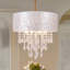 Lustre cylindrique à 4 lumières à intensité variable avec accents de cristal Capiz