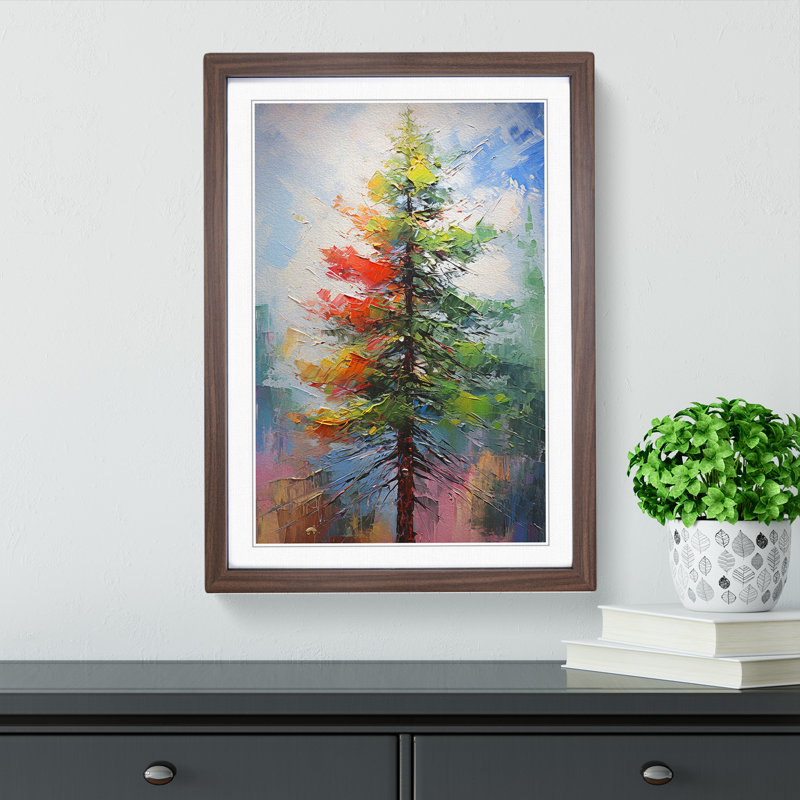 Pine Tree Action Painting No.2 Framed Print, 46cm H x 34cm W x 2cm D, Walnut Framed