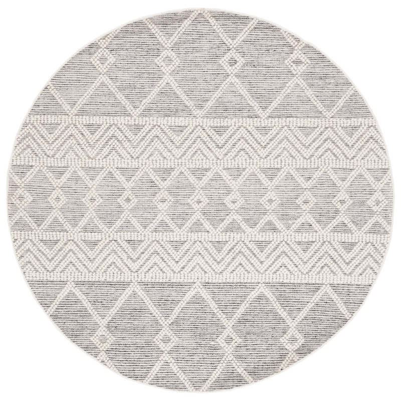 Natura Flat Weave Wool Geometric Rug, Round 6'