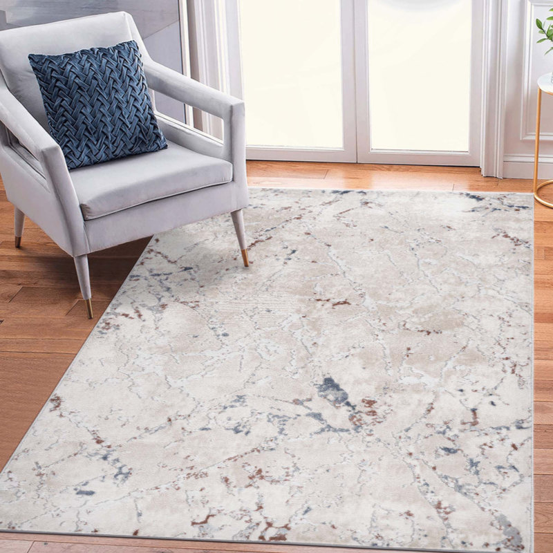 Tapis contemporain de style contemporain et résistant aux taches, Rectangle 7 pi 9 po x 10 pi