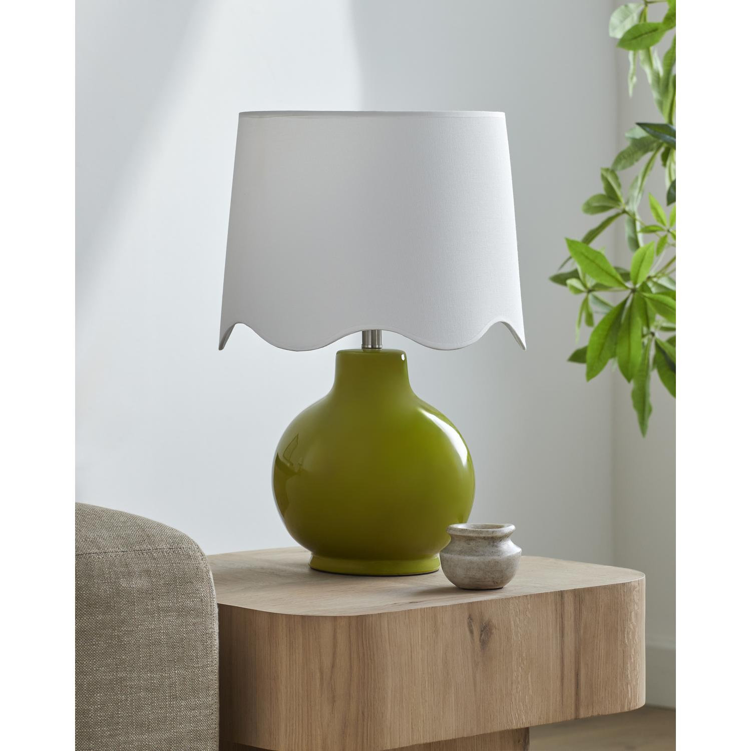 Maura Accent Table Lamp, Green, White, 22"H x 15"W x 15"D