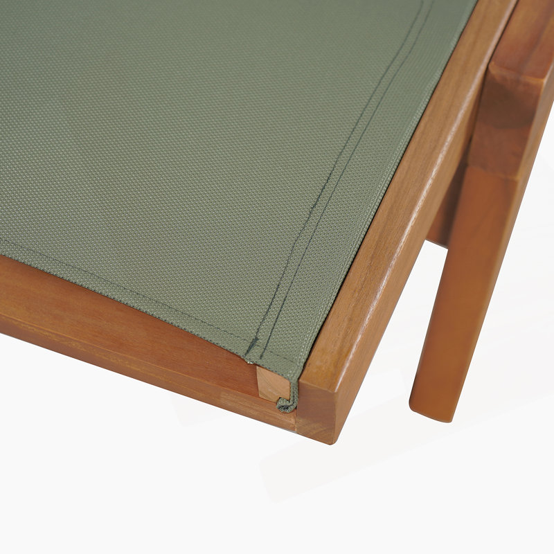 Chaise longue d'extérieur à structure en bois, Vert / Naturel
