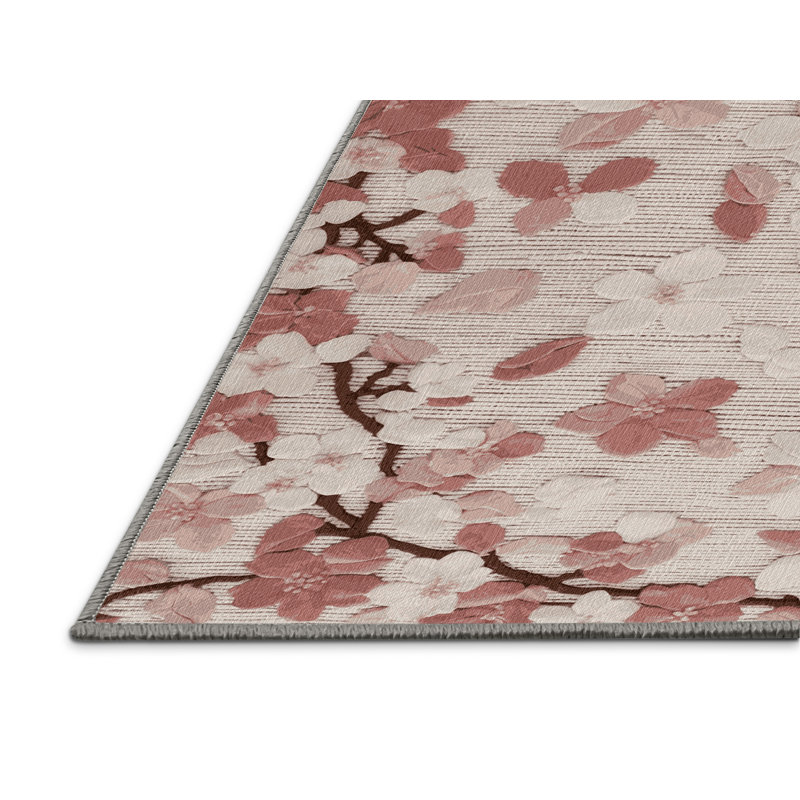 Machine Washable Botanical Grey Area Rug, Square 6'
