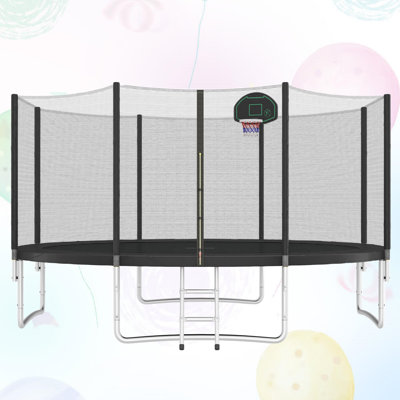 Harper&Bright Designs Round Backyard Trampoline with Safety Enclosure