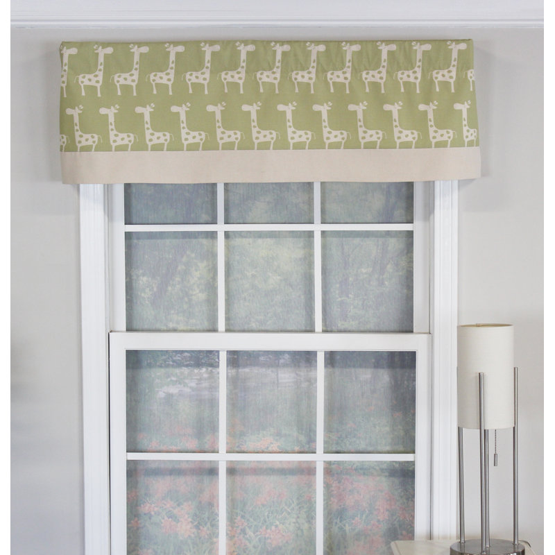 Giraffe Pattern Green and Beige Cotton Window Valance