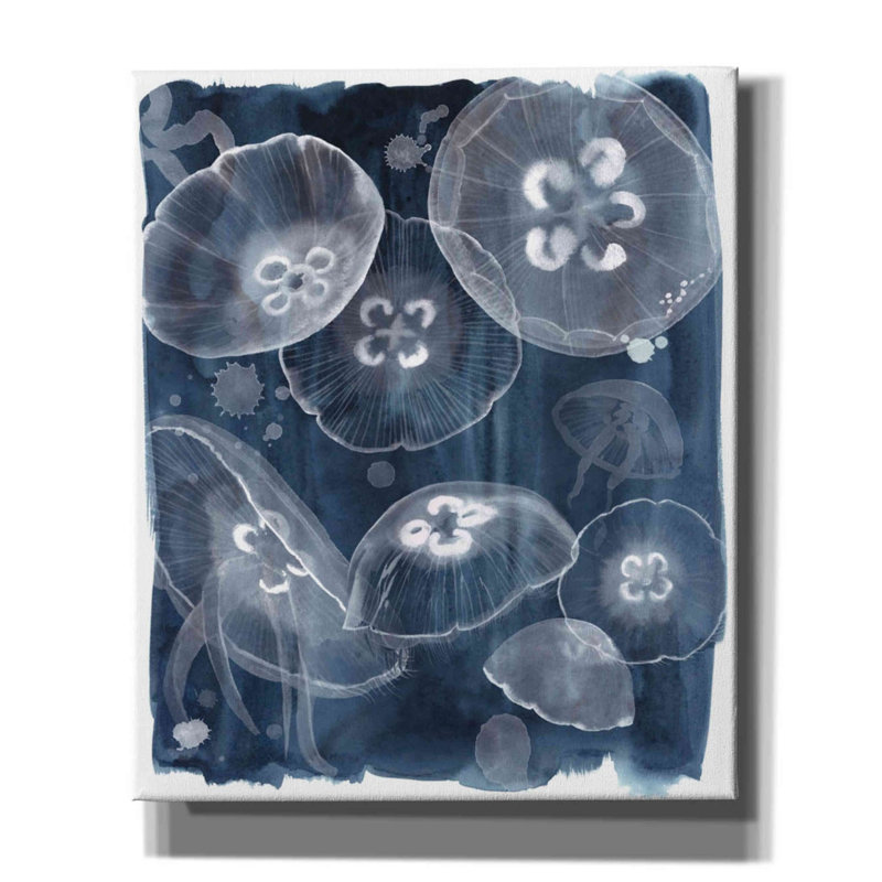 «Moon Jellies II» par Grace Popp, toile murale en verre, H 24 po x l 20 po x P 0,75 po